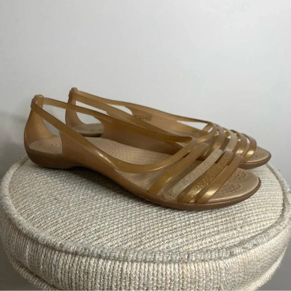 Crocs Rare Metallic Bronze Isabella Jelly Sandals  9 - Picture 6 of 10